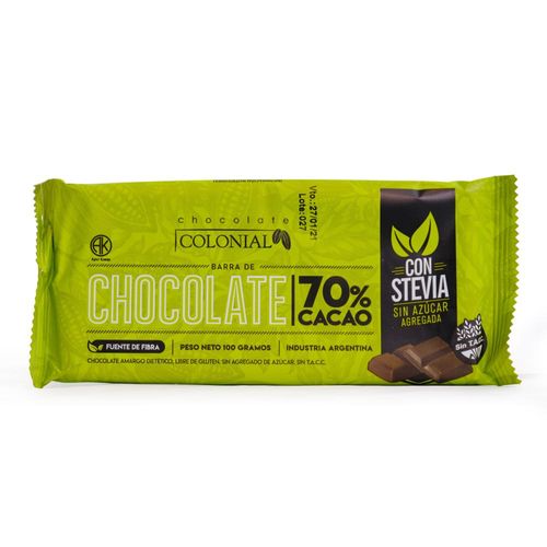 Chocolate Colonial Negro 70 sin Azúcar x 100 g