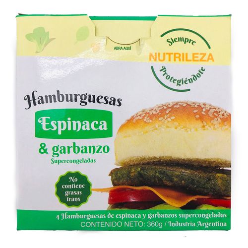 Hamburguesas Nutrileza de Espinaca y Garbanzos x 360 g