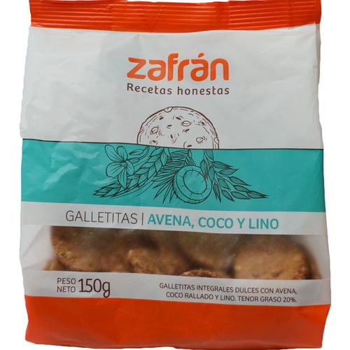 Galletitas Zafrán con Avena, Coco y Lino x 150 g