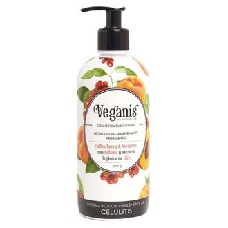 Leche Ultra Reafirmante Veganis Celulitis Cofee Berry, Nectarine, Cafeína y Oliva x 500 ml