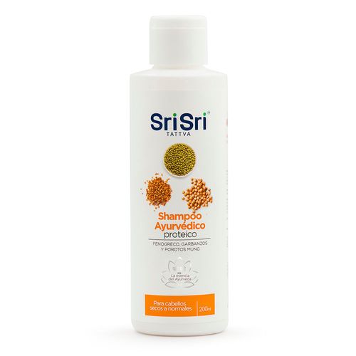 Shampoo Ayurvédico Sri Sri Tattva Protéico Fenogreco, Garbanzos y Porotos Mung x 200 ml