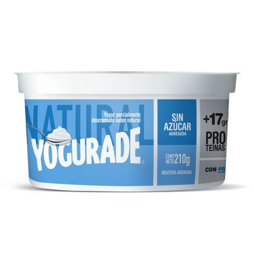 Yogur Semidescremado Yogurade Batido Natural x 210 g