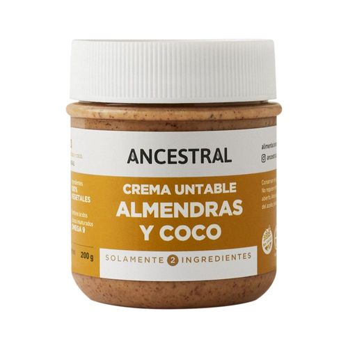 Crema Untable Ancestral de Almendras y Coco x 200 g