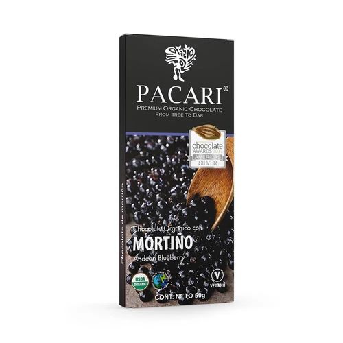 Chocolate Ecológico Pacari con Mortiño Andean Blueberry x 50 g