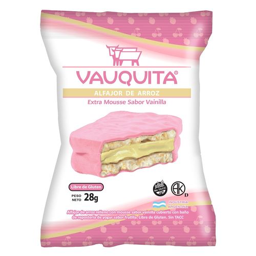 Alfajor de Arroz Vauquita Extra Mousse sabor a Vainilla x 28 g