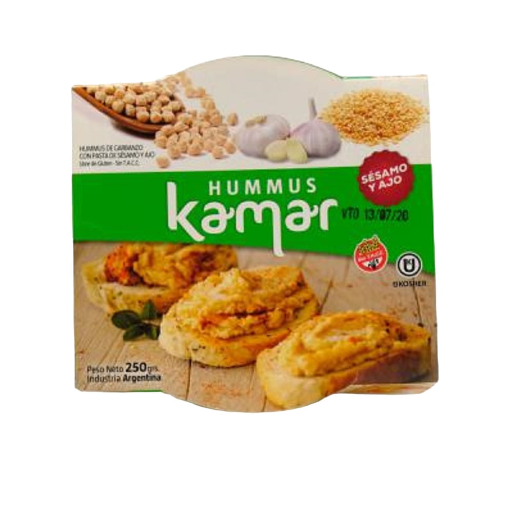 Receta Hummus Kamar sabor Sésamo y Ajo x 250 g