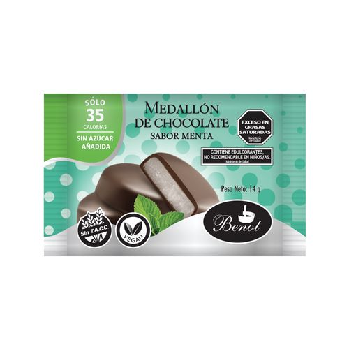 Medallón Benot de Chocolate Dietéticos sabor Menta x 14 g