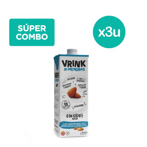 Combo Vrink Bebidas Vegetal de Almendras Original sin Azúcar x 3 un x 1 l c/u