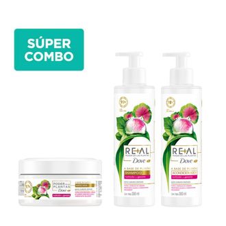 Combo Dove Real Poder de las Plantas Nutrición + Geranio Shampoo + Acondicionador + Máscara