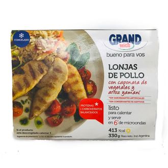 Lonjas de Pollo Grandwich con Caponata de Vegetales y Arroz Yamani x 330 g