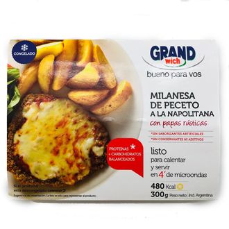 Milanesa de Peceto a la Napolitana Grandwich con Papas Rústicas x 300 g