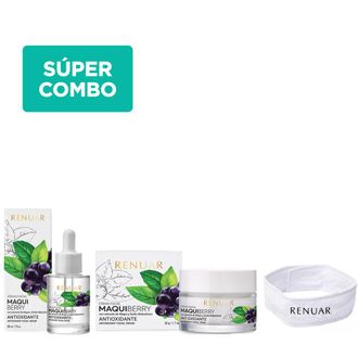 Combo Renuar Facial Antioxidante Maquiberry Serúm x 30 ml + Crema x 50 g + Vincha de Regalo