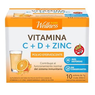 Suplemento Dietario Pure Wellness Vitamina C + D + Zinc x 10 un