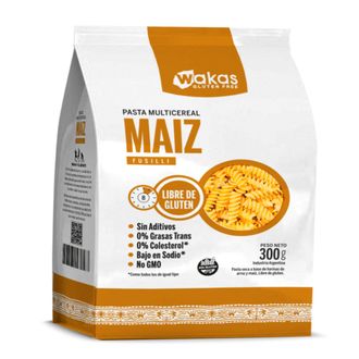 Pasta Wakas Fusilli Multicereal con Maiz x 300 g