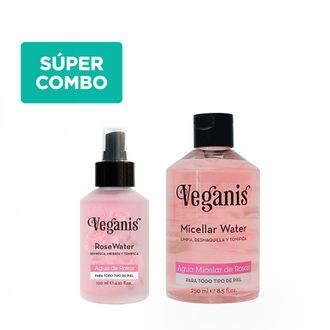 Combo Veganis Agua Micelar de Rosas x 250 ml + Agua de Rosas x 120 ml