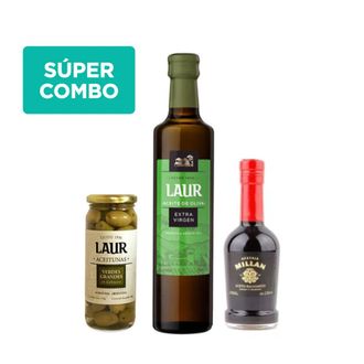 Combo Aceite de Oliva Laur + Aceto Balsámico Millan + Aceitunas Verdes Laur