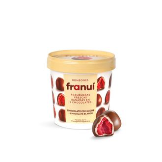 Bombones Frambuesa Franui Bañados Chocolate Blanco y Leche x 150 g