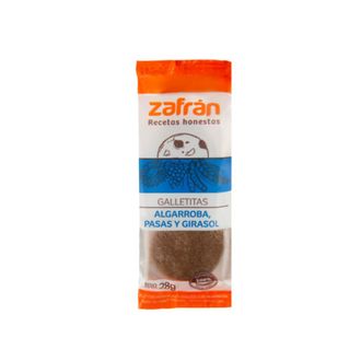 Galletitas integrales dulces Zafrán con Algarroba, Pasas y Girasol x 28 g