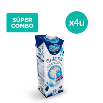 Combo Leche Tregar Entera x 1 l x 4 un