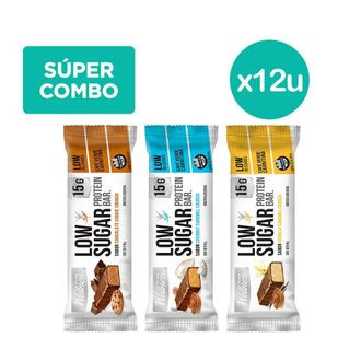 Barras Protéicas Pure Wellness Low Sugar Crunch Coconut Caramel + Cookie + Vainilla x 12 un