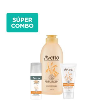 Combo Aveno Gel de Limpieza x 250 g + Protección Solar Facial FPS 50 x 50 g + Crema Hidratante Piel Seca x 50 g