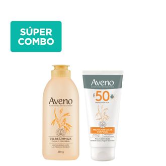 Combo Aveno Gel de Limpieza x 250 g + Protección Solar Corporal FPS 50 x 175 ml