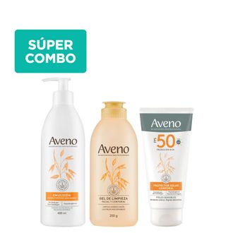 Combo Aveno Gel de Limpieza x 250 g + Emulsión Hidratante x 400 ml + Protección Solar Corporal FPS 50 x 175 ml