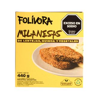 Milanesa Folívora de Lentejas-Quinoa y Vegetales x 440 g