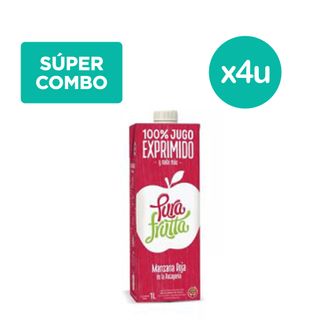 Combo Jugo Exprimido Pura Frutta de Manzana Roja 1 l x 4u