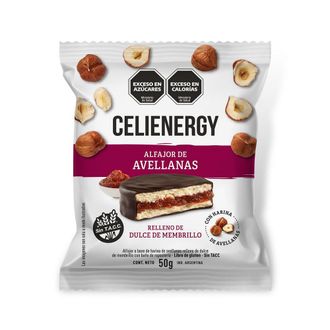 Alfajor de Avellana Negro Celienergy Relleno de Dulce de Membrillo x 50 g