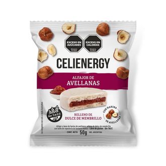 Alfajor de Avellana Blanco Celienergy Relleno de Dulce de Membrillo x 50 g