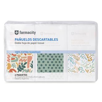 Pañuelos Descartables Farmacity Pack Diseños 6 x 10 un