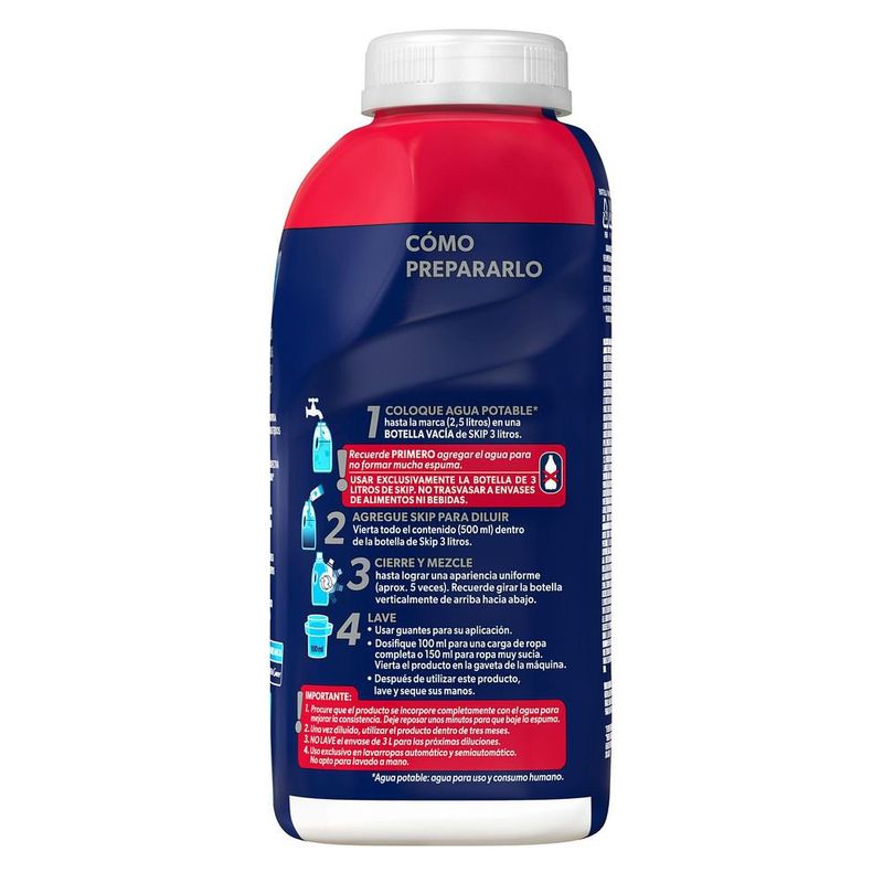 Jabón Líquido Skip Fibercare Bio Enzimas Diluible x 500 ml-1761749485542